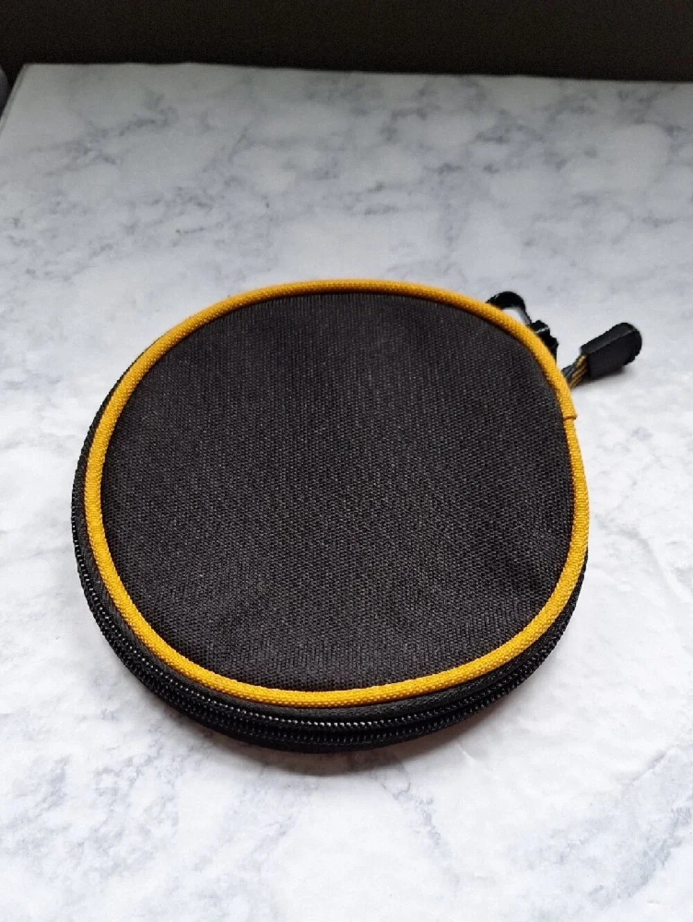 Black and Yellow Round Zip Travel Case, Cds, Dvds